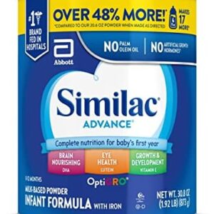 Similac Advance Infant Formula with Iron, Baby Formula Powder, 30.8-oz Value Can
