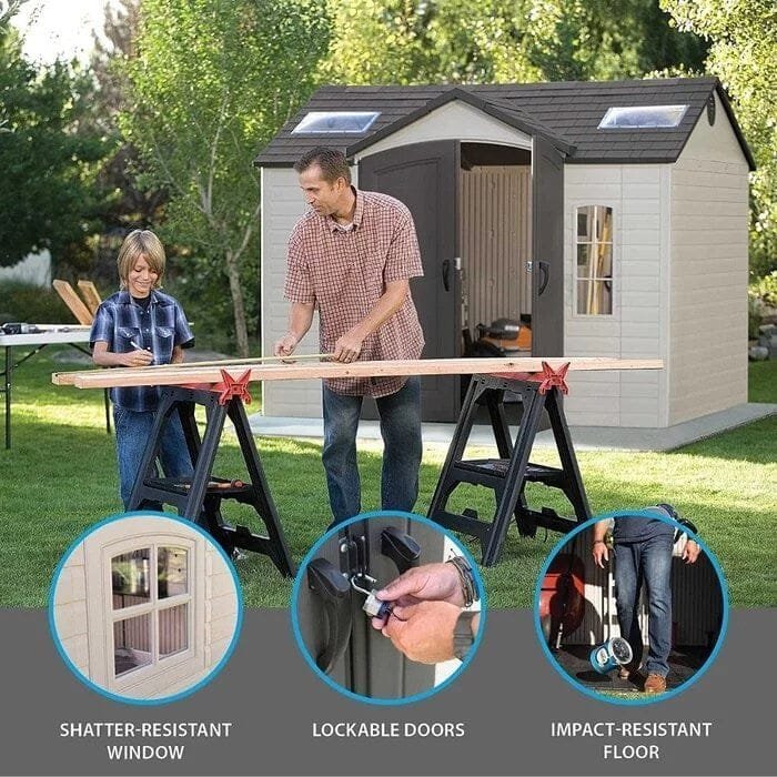 Side 10 ft. W x 8 ft. D Plastic Storage Shed - Image 9