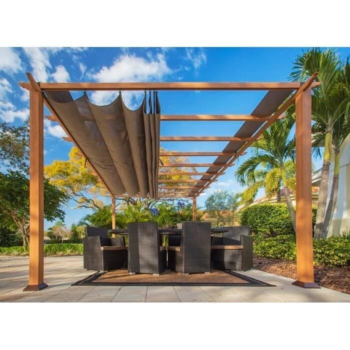 Verona 16 Ft. W x 11 Ft. D Aluminum Pergola with Canopy - Image 4